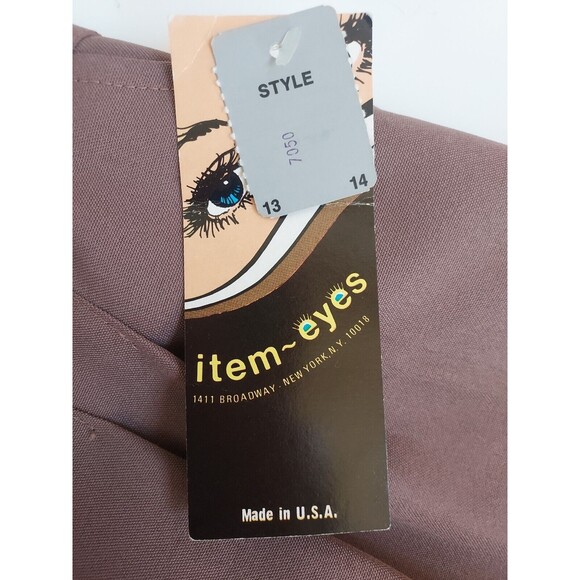 NWT Vintage Item Eyes Brown Hi Waist Pleated Straight Leg Dress Pants Size 13/14 - Picture 2 of 8